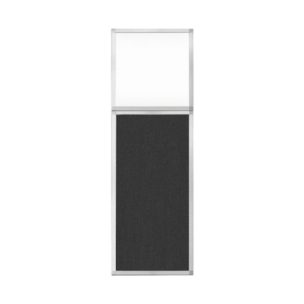 Hush Panel Configurable Cubicle Partition 2' x 6' W/ Window Black Fabric Clear Window